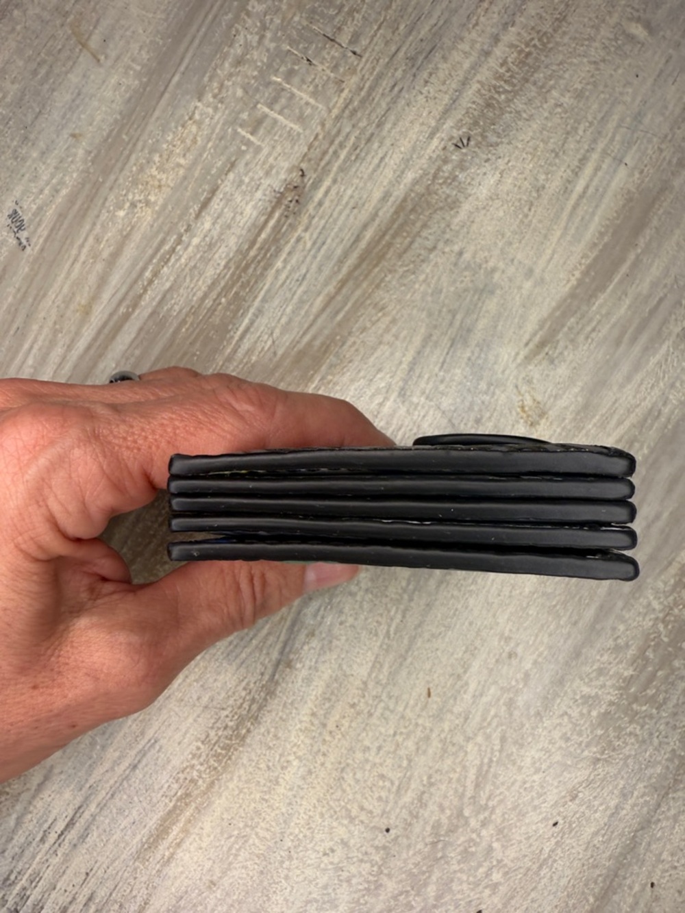 Coach Black Leather Card Wallet with Mint Floral Print - Picture 5 of 9